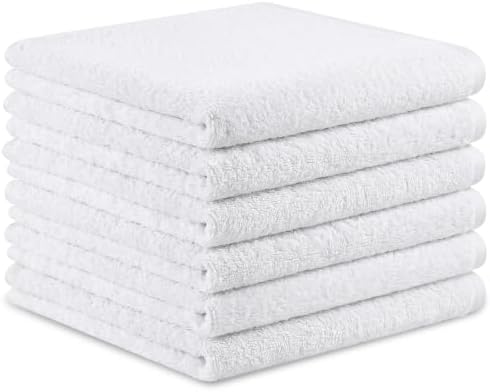 Washcloths Set, 6-Pack Cotton Wash Cloths, 12x12 Inch, White
