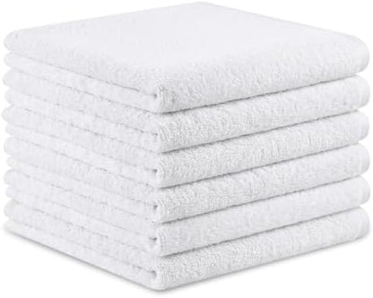 Washcloths Set, 6-Pack Cotton Wash Cloths, 12x12 Inch, White