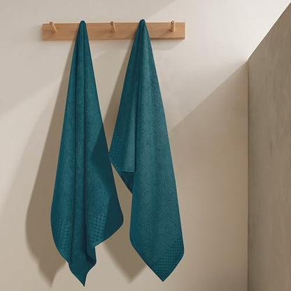 MyOwn Ultra Soft 2 Pack Oversized Bath Towel Set 28x55 inches, Cotton Large Bath Towels, Highly Absorbant Compact Quickdry & Lightweight Towel, Ideal for Gym Travel Camp Pool - Teal