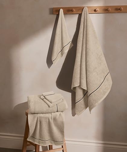 MyOwn Ultra Soft 6 Pack Cotton Towel Set, Contains 2 Bath Towels 28x55 inch, 2 Hand Towels 16x24 inch & 2 Wash Coths 12x12 inch, Ideal Everyday use, Compact & Lightweight - Tan