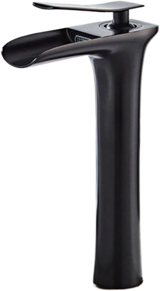 Faucet Modern Single Handle Brass Bathroom Faucet Deck Mounted Mixer Tap for Basin Hot and Cold Water(Black Antique,Tall) Faucet
