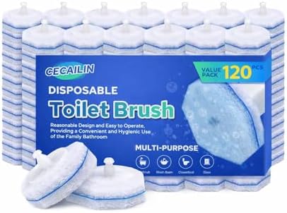 120pcs Bulk Toilet Brush Refills, Disposable Bowl Cleaner Scrubber Pads