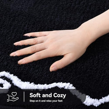 TRUEDAYS Black Bow Bathroom Rugs, Cute Bow Bath Mat, 32 * 20 Inch