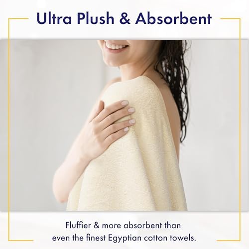 Alusa Home 100% Organic Zero-Twist Cotton Towels - GOTS Certified Luxury Bath Towels - Ultra Soft & Plush 700GSM Long-Staple Cotton - 6 Piece Towel Set (Papyrus)