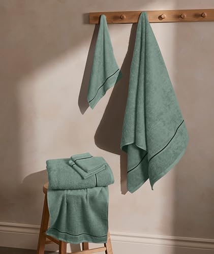 MyOwn Ultra Soft 6 Pack Cotton Towel Set, Contains 2 Bath Towels 28x55 inch, 2 Hand Towels 16x24 inch & 2 Wash Coths 12x12 inch, Ideal Everyday use, Compact & Lightweight - Jade