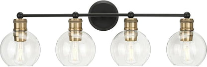 Hansford Collection 4-Light Clear Glass Coastal Bath Vanity Light Antique Bronze