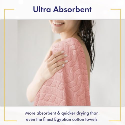 Alusa Home Ultra Soft & Stylish 700 GSM Luxury Bath Towels - 100% Zero-Twist, Long-Staple Cotton - Remarkably Absorbent & Quick Drying - 6 Piece Towel Set (Blush Pink)