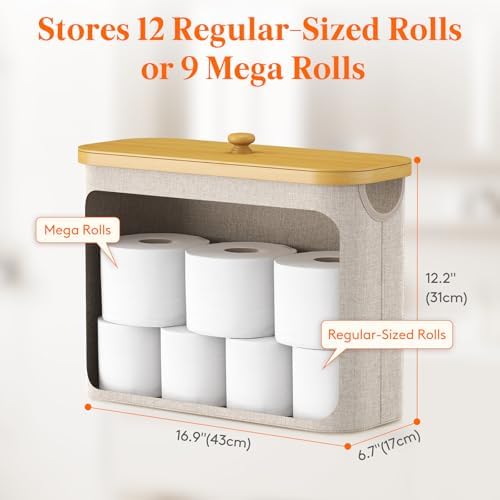 Lifewit Toilet Paper Storage Holder, Large Stand Basket, 23L, Beige