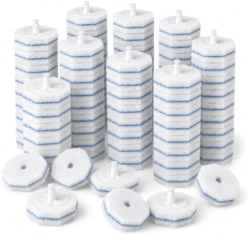 100 pack disposable toilet brush refills compatible with Clorox toilet brushes, water-activated foam, secure snap-on fit, non-scratch cleaning pads, hygienic disposable brush heads