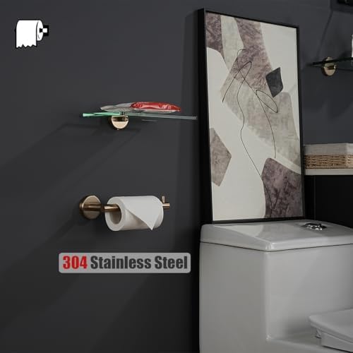 JQK Champagne Bronze Toilet Paper Holder, 5 Inch Tissue Paper Dispenser for Bathroom, 304 Stainless Steel Thick 0.8mm Wall Mount 2 Pack, TPH100-CB-P2