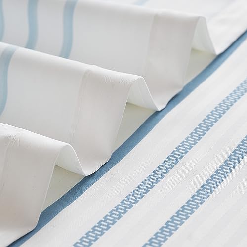 jinchan Blue and White Shower Curtain for Bathroom Modern Farmhouse Striped Waterproof Fabric Shower Curtain Set with 12 Hooks Machine Washable 70x72 Inches