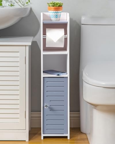 AOJEZOR Toilet Paper Holder Small: Bathroom Storage Cabinet for Renters