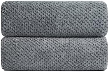 Smuge 2 Piece Hand Towels Set,100% Microfiber - Quick Dry, Thick, Soft, Plush and Highly Absorbent Luxury Hotel & Spa Bath Towel for Bathroom, Pack of 2 (Gray)