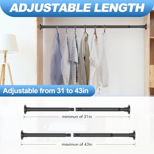 CorkLatta 2 Pack Heavy Duty Black Shower Curtain Rod 31 to 43 Inch