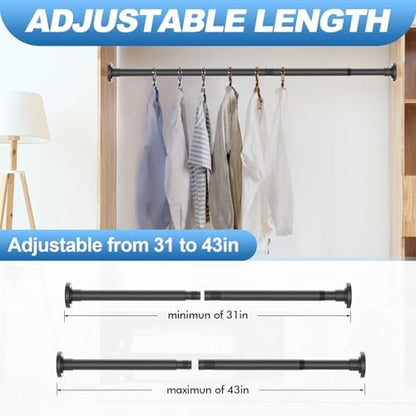 CorkLatta 2 Pack Heavy Duty Black Shower Curtain Rod 31 to 43 Inch