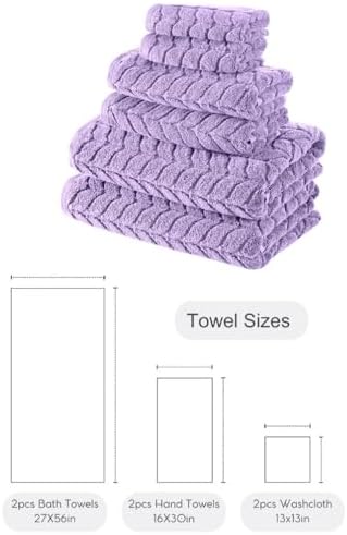 BAGNO MILANO Turkish Cotton Bath Towels, Hand Towels - Soft Plush Jacquard Collection Luxury Towels Set (Lilac, Towel Set of 6)