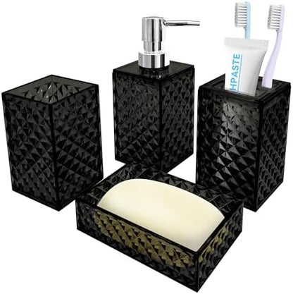 Bathroom Accessory Set, 4 PCS Black Bathroom Accessories Set