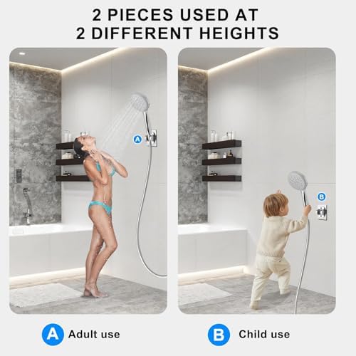 2-Pack MAYYAYA Shower Head Holder, Adhesive Wall Mount, Adjustable, Silver