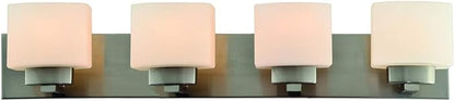 Design House 578013 Dove Creek Vanity Light Dimmable with Frosted Glass for Above Bathroom Mirror, Satin Nickel, 4-Light