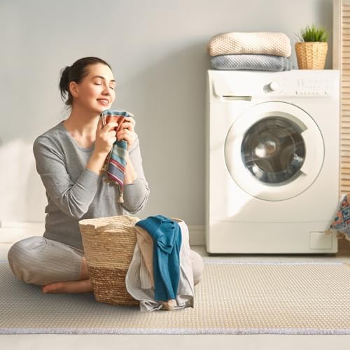 ZALL Beige Waffle Bath Mat,Super Absorbent Non Slip Long Bathroom Runner Rug,Cream 24X72inch,Machine Washable Ultra Soft Floor Mats