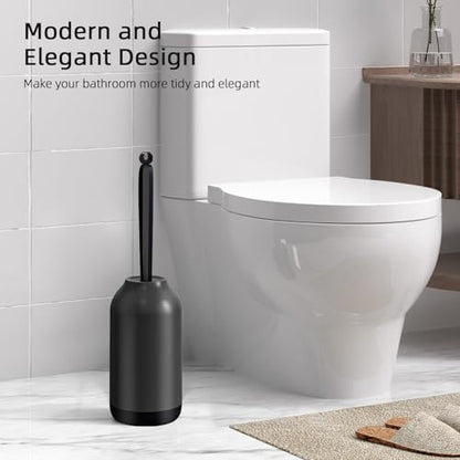 HAMITOR Toilet Bowl Brush Holder Set: Bathroom Deep Cleaning Scrubber