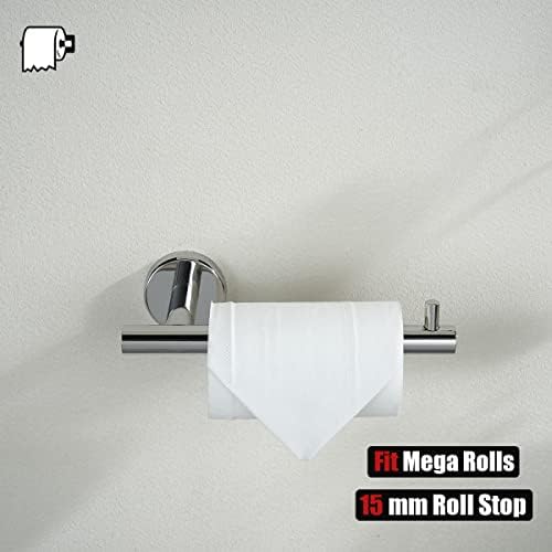 JQK Chrome Toilet Paper Holder, 5 Inch 304 Stainless Steel Thick 8mm Tissue Paper Dispenser for Bathroom, Hold Mega Rolls, Polished Chrome Wall Mount 2 Pack, TPH100-CH-P2