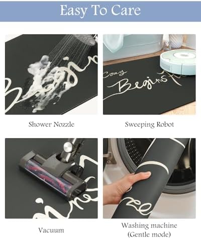 MontVoo-Bath Mat Rug Long Non Slip Super Absorbent Bathroom Runner Stain Resistant Quick Dry Thin Bathroom Mat Fit Under Door-17"x59",Black