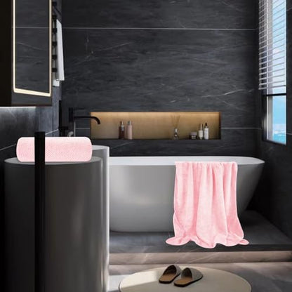 Towels Set 35x70 Inch Oversized Bath Sheets Towels for Adults Luxury Bath Towels Extra Large Sets for Bathroom Super Soft Highly Absorbent Microfiber Shower Towels 80% Polyester (2PCS Pink)