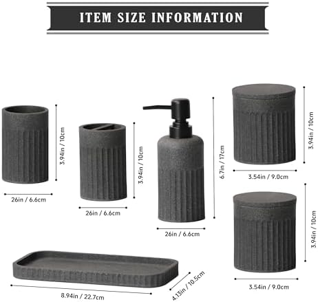 INIUNIK Bathroom Accessory Set, 6 Pieces, Dark Grey