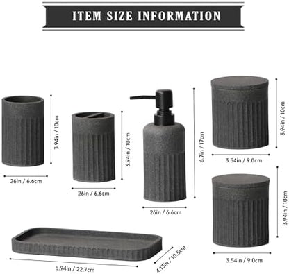 INIUNIK Bathroom Accessory Set, 6 Pieces, Dark Grey