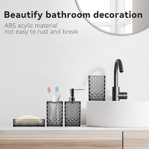 4 PCS Bathroom Accessory Set, Grey Bathroom Accessories Set
