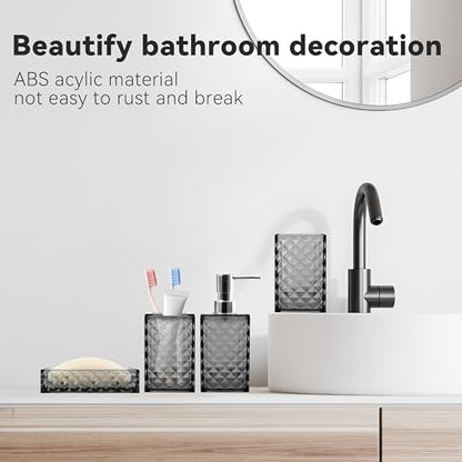 4 PCS Bathroom Accessory Set, Grey Bathroom Accessories Set