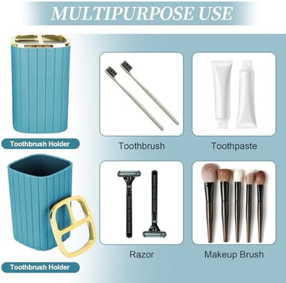 RRM Bathroom Soap Dispenser and Toothbrush Holder Set, Teal Blue
