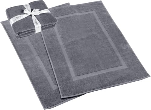 HILLFAIR 900 GSM 100% Cotton Floor Towels - 2 Piece Towels Set - Platinum Grey
