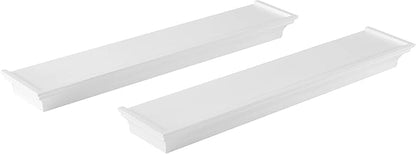 MELANNCO Arlington Floating Wall Shelves for Bedroom, Living Room, Nursery, Set of 2, 20-Inch, White