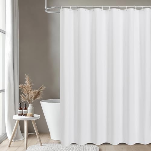 2-in-1 Fabric Shower Curtain with Waterproof Layer,60x72,White