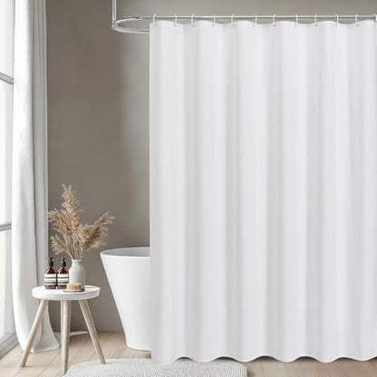 2-in-1 Fabric Shower Curtain with Waterproof Layer,60x72,White