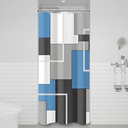 BTTN 36x72 Half Geometric Waterproof Fabric Shower Curtain, Moonlight Blue