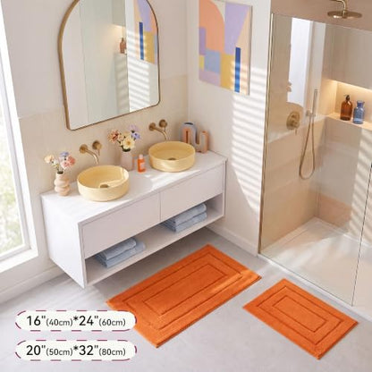 GRANNY SAYS Orange Bathroom Rug 16" x 24", Non-Slip Microfiber Bath Mat