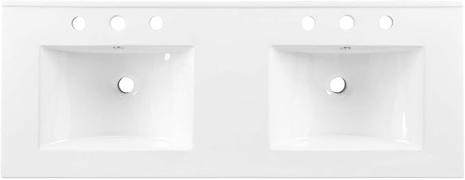 Modway Elysian 48" Burl Wood Double Bathroom Vanity in White Brown with Ceramic Sink Basin