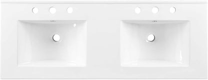 Modway Elysian 48" Burl Wood Double Bathroom Vanity in White Brown with Ceramic Sink Basin
