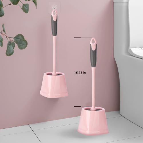CALBEAU Pink Toilet Brush and Holder Set, 14 PCS Bathroom Cleaning Kit