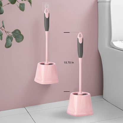 CALBEAU Pink Toilet Brush and Holder Set, 14 PCS Bathroom Cleaning Kit