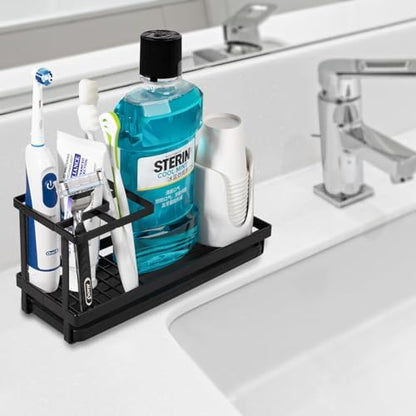 Toothbrush Holders Toothpaste Organizer Bathroom Accessories, Matte Black