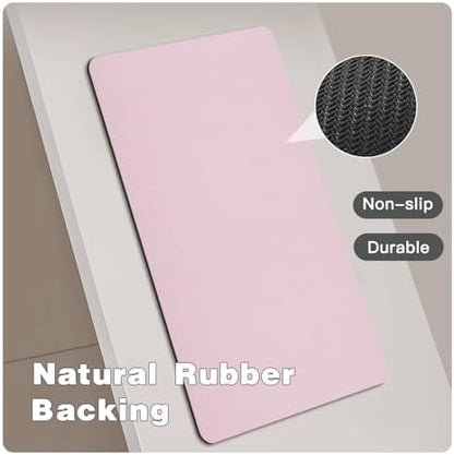TYUU Thin Bath Mat, Bathroom Rugs Non Slip Washable, 24x48 Pink