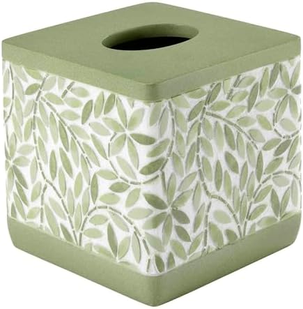 Avanti Linens - Tissue Box Cover, Resin Countertop Accessories, Guest Bathroom Essentials (Stratford Collection, Green)