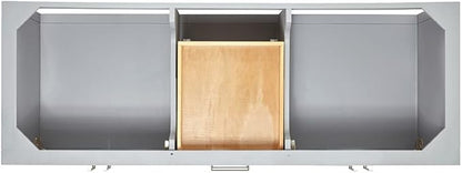 DKB Olivia 60" Grey Double Bathroom Vanity, 1.5" Edge Pure White Quartz Countertop, Rectangular Undermount Sinks, 4 Soft Closing Doors, 3 Full Extension Dovetail Drawers, Open Shelf