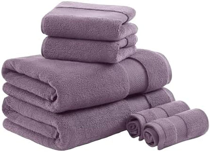 Madison Park 100% Turkish Cotton 600 GSM Bath Towel Set, 6 Piece, Purple