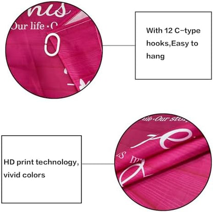 4Pcs Family Shower Curtain Sets with Non-Slip Rugs