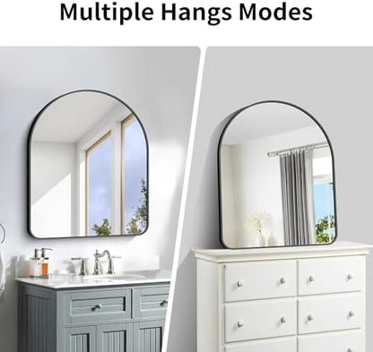 Arched Bathroom Mirror, 30"x36" Black Arched Mirror for Bathroom, Wall Mounted Mirror, Black Vanity Wall Mirror w/Metal Frame for Bedroom, Entryway, Living Room, Hanging or Leaning Against Wall